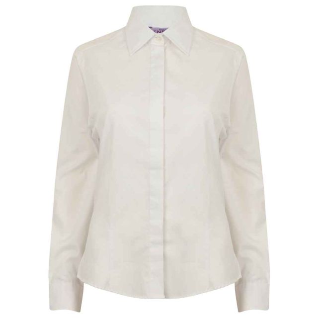 Henbury Ladies Long Sleeve Pinpoint Oxford Shirt
