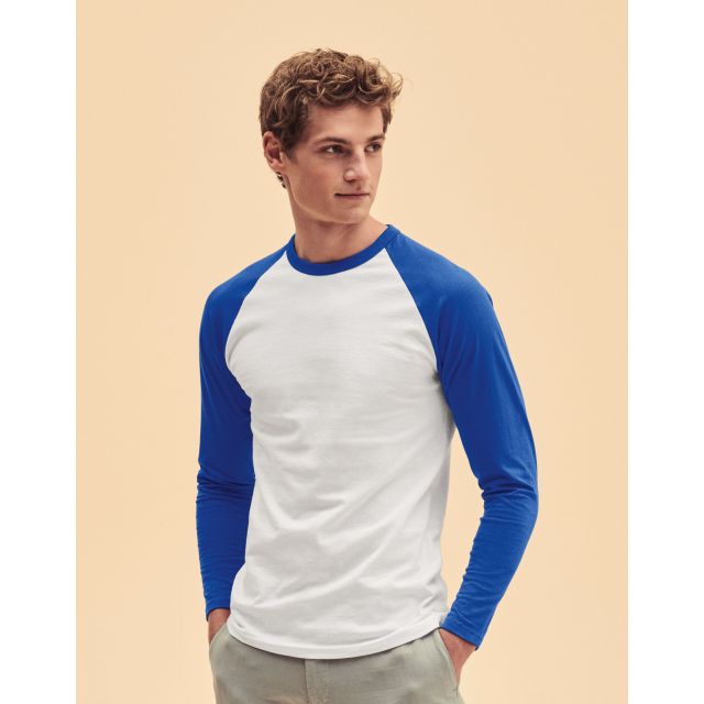 Fruit Of The Loom Mens Valueweight Long Sleeve Baseball T Shirt