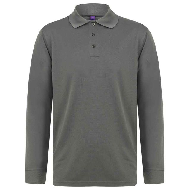 Henbury Unisex Long Sleeve Coolplus Piqué Polo Shirt