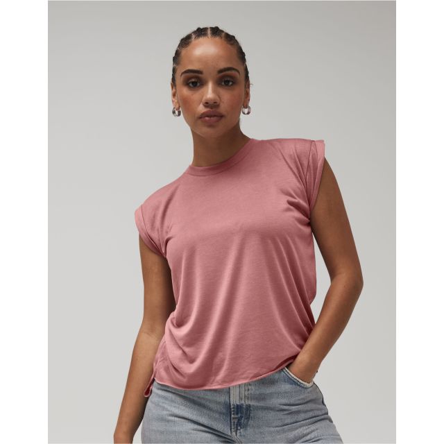 Bella+Canvas Womens Flowy Muscle Tee with Rolled Cuff