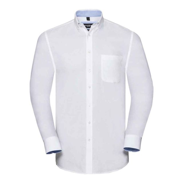 Russell Collection Tailored Long Sleeve Washed Oxford Shirt
