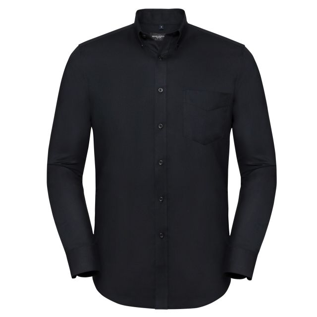 Russell Collection Mens Long Sleeve Tailored Button-down Oxford Shirt