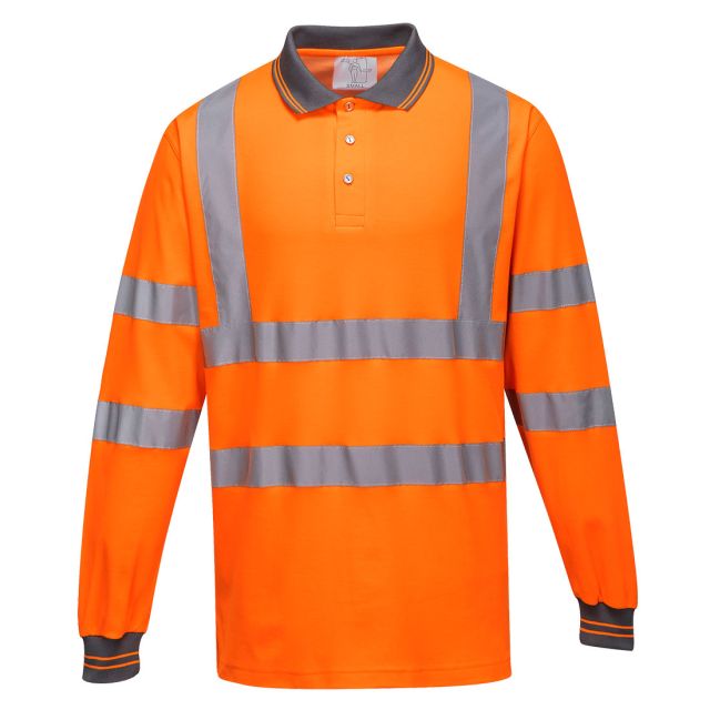 Portwest Hi Vis Cotton Comfort Polo Shirt LS