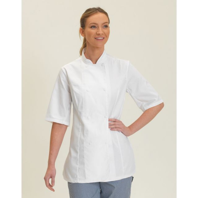 Dennys Ladies' Short Sleeve Fitted Chef's Jacket