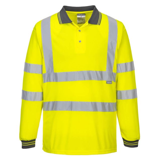 Portwest Hi Vis Polo Shirt  Long Sleeved