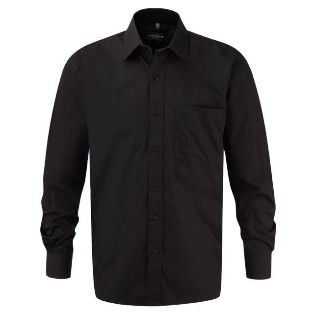 Russell Collection Mens Long Sleeve Classic Pure Cotton Poplin Shirt
