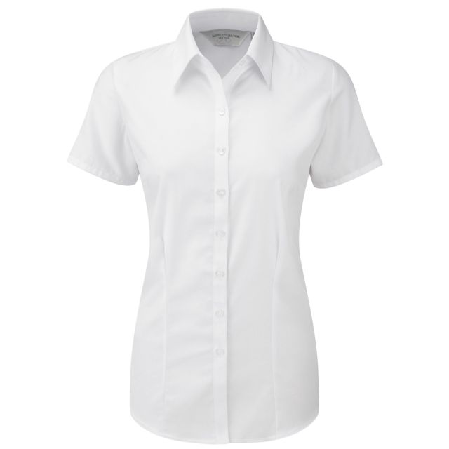 Russell Collection Ladies Short Sleeve Tailored Herringbone Shirt
