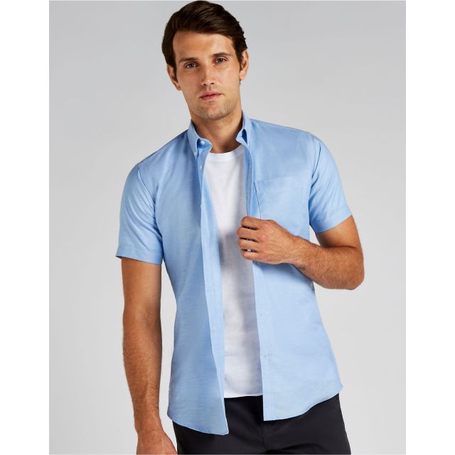 Kustom Kit Slim Fit Short Sleeve Workwear Oxford Shirt