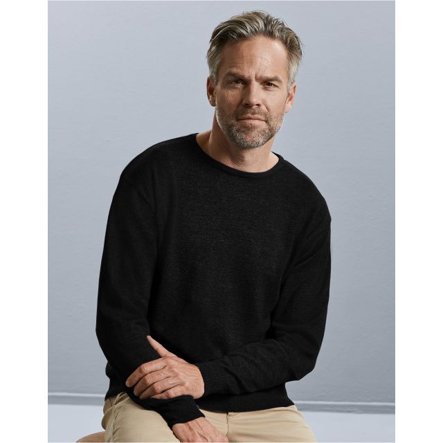 Russell Collection Mens Crew Neck Knitted Pullover