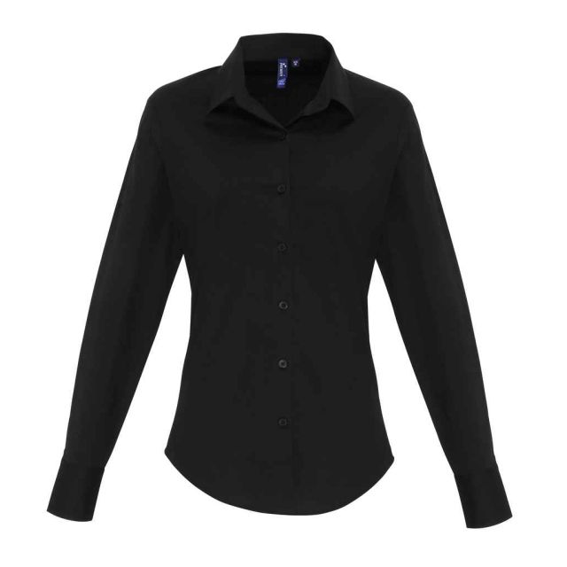 Premier Ladies Long Sleeve Stretch Fit Poplin Shirt