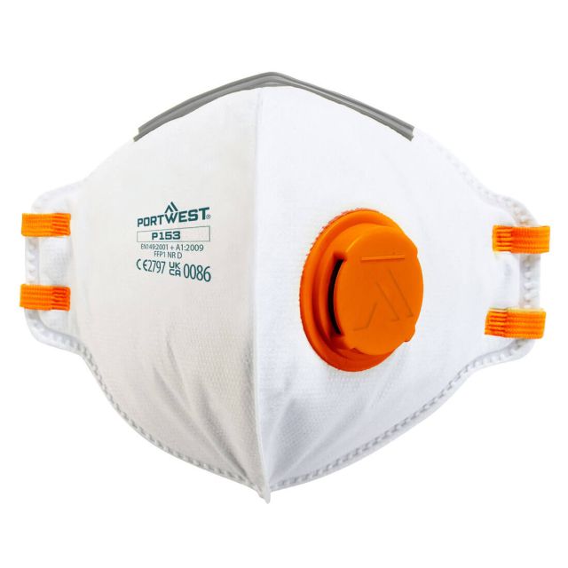 Portwest ffp1 valved dolomite fold flat respirator pk20