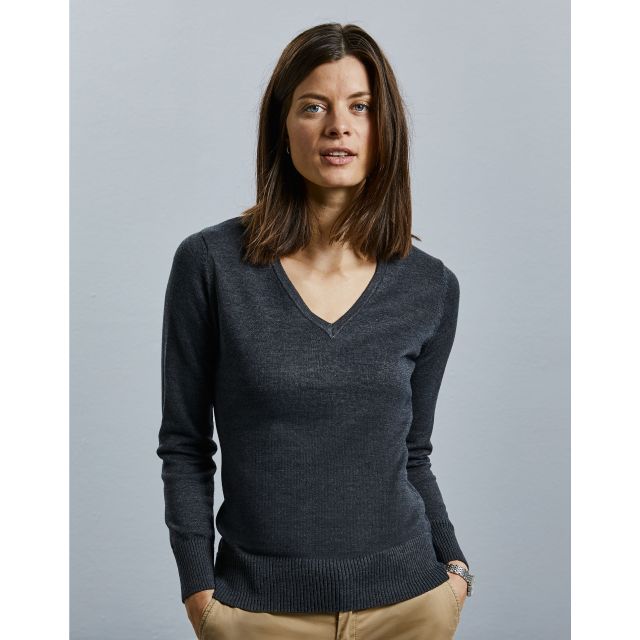 Russell Collection Ladies' V-Neck Knitted Pullover