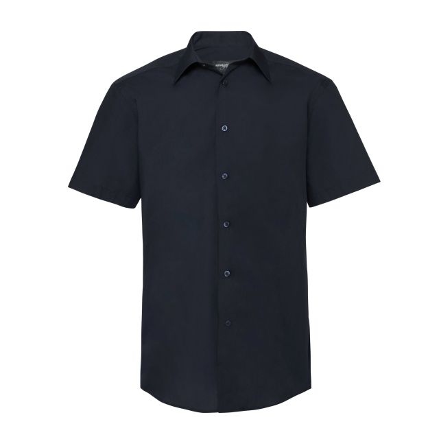 Russell Collection Mens Short Sleeve Tailored PolyCotton Poplin Shirt