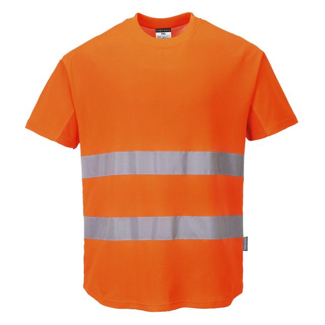 Portwest Hi Vis Cotton Comfort Mesh Insert T Shirt SS