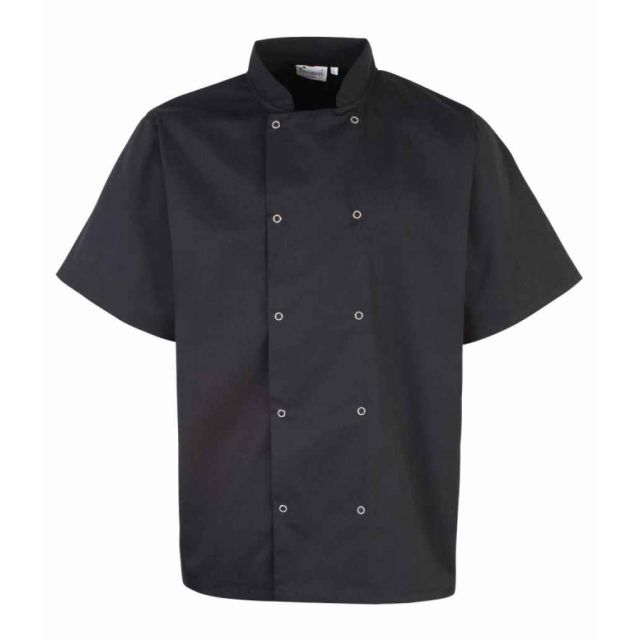 Premier Unisex Short Sleeve Stud Front Chefs Jacket
