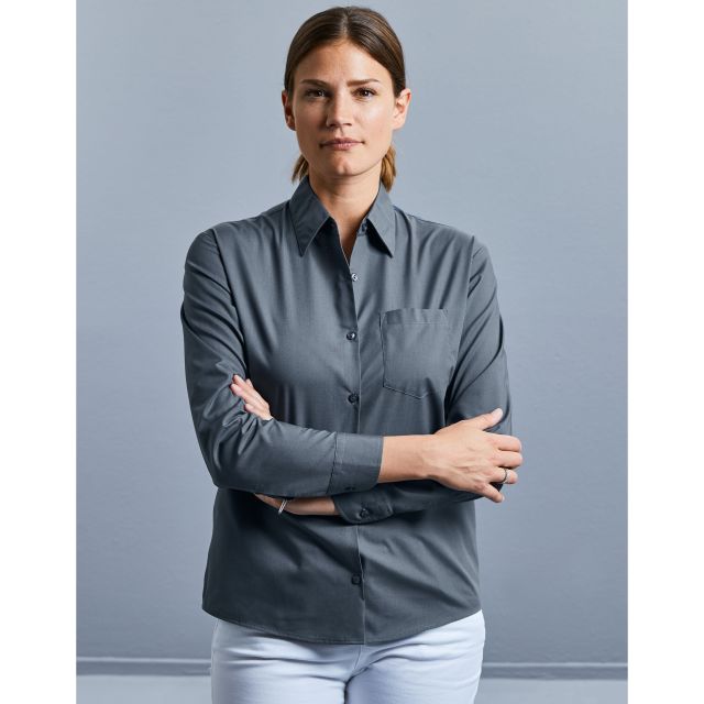 Russell Collection Ladies' Long Sleeve Classic Polycotton Poplin Shirt