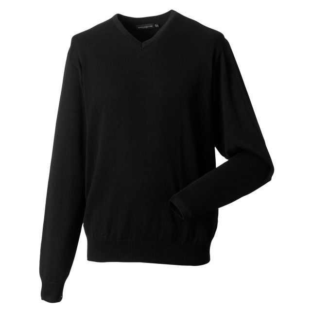 Russell Collection Mens V-neck Knitted Pullover