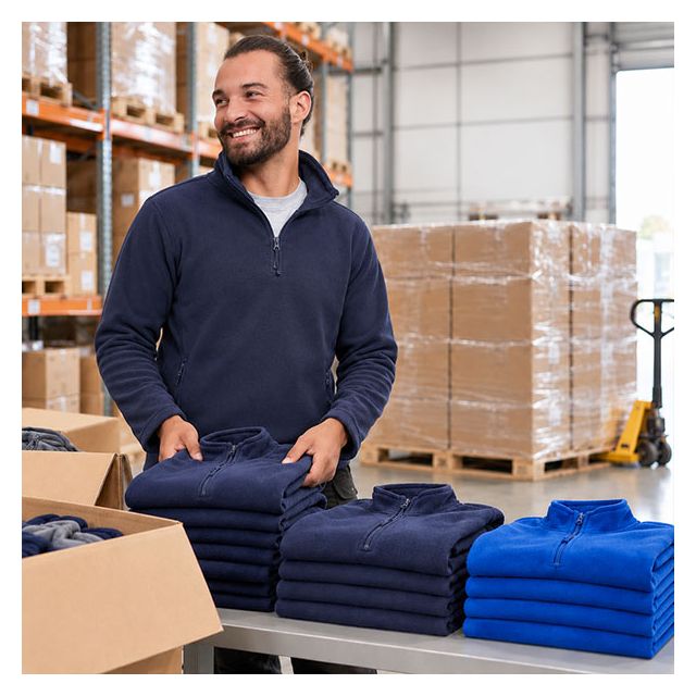 80 Embroidered Zip Neck Outdoor Fleece