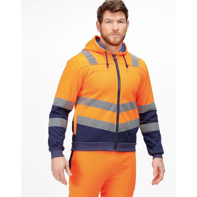 Model wearing Regatta Hi Vis Pro Full Zip Hoodie