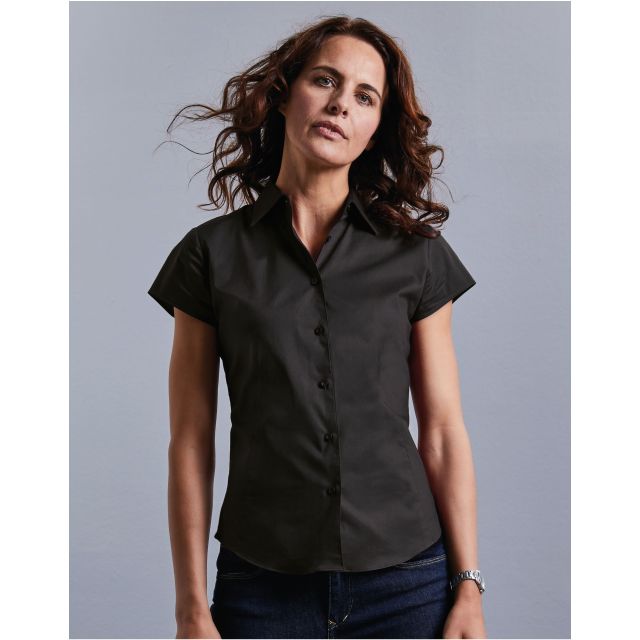 Russell Collection Ladies Short Sleeve Fitted Stretch Shirt