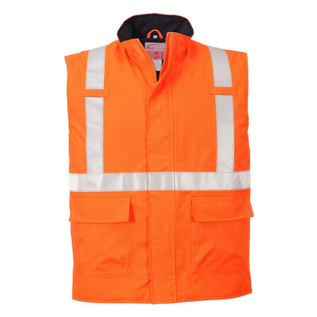 Portwest Bizflame Rain Hi Vis Anti-static FR Bodywarmer