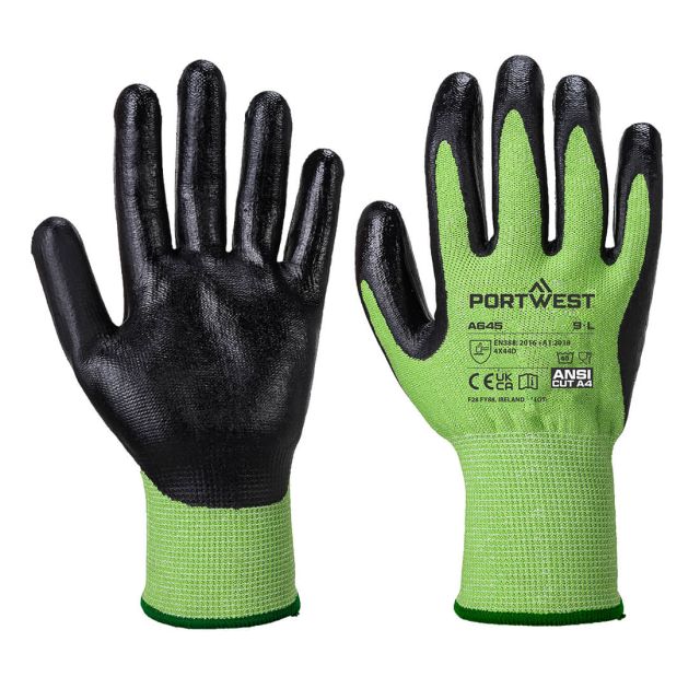 Portwest Green Cut Glove - Nitrile Foam