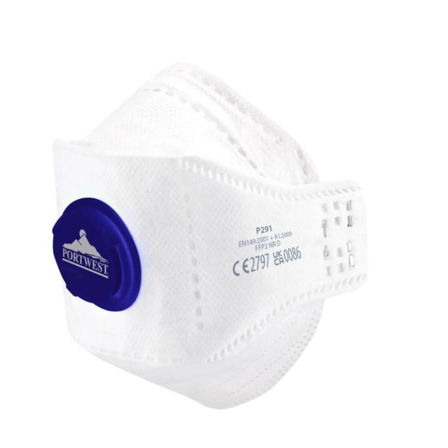 Portwest eagle ffp2 valved dolomite fold flat respirator pk10