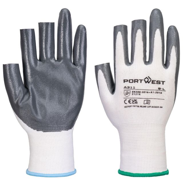 Portwest Grip 13 Nitrile 3 Fingerless Glove (Pk12)
