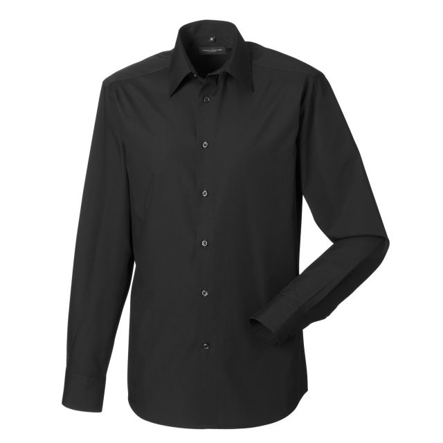 Russell Collection Mens Long Sleeve Tailored Polycotton Poplin Shirt