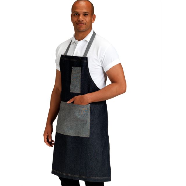 Dennys Denim Bib Apron with Contrast Pockets