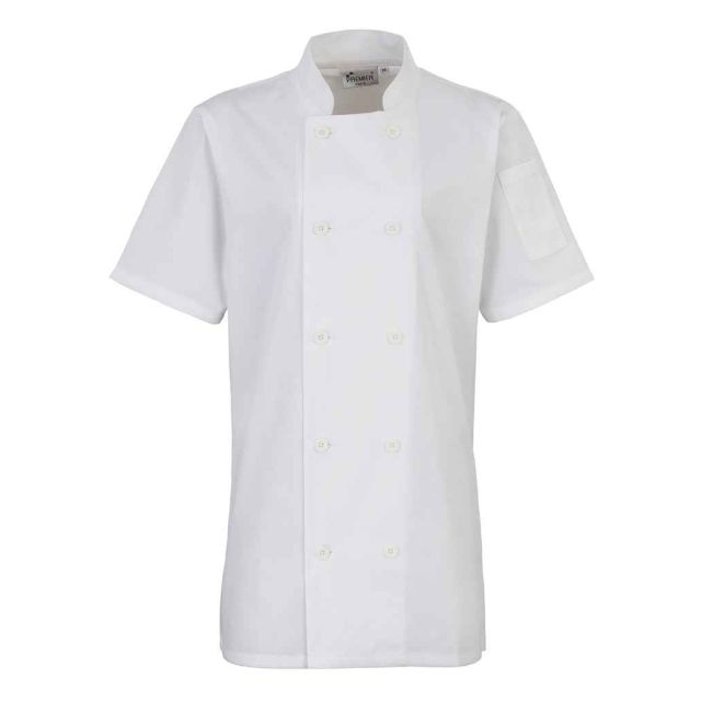 Premier Ladies Short Sleeve Chefs Jacket