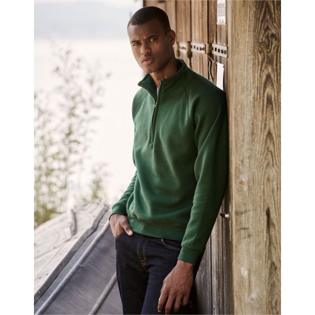 Fruit Of The Loom Mens Premium Zip Neck Sweat