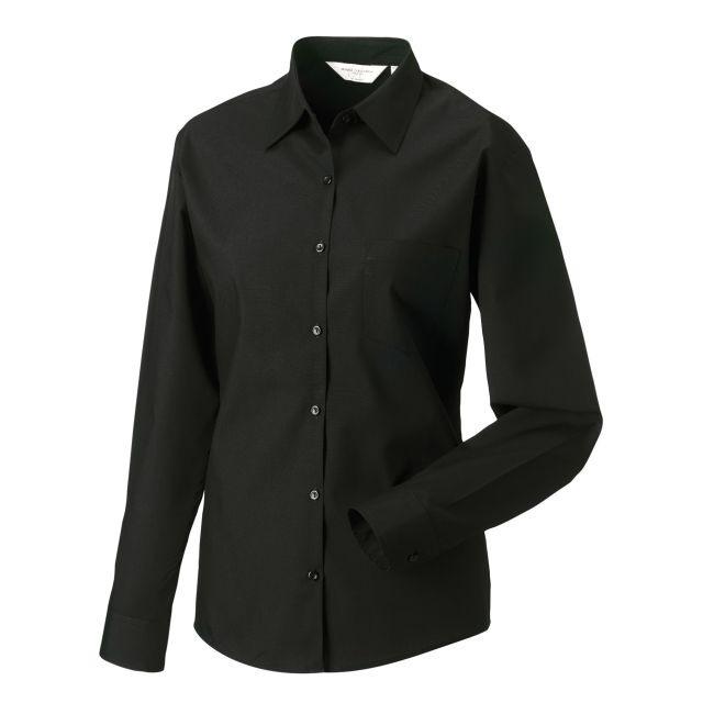 Russell Collection Ladies Long Sleeve Classic Polycotton Poplin Shirt