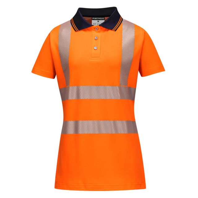 Portwest Hi Vis Womens Cotton Comfort Pro Polo Shirt SS