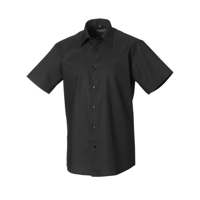 Russell Collection Mens Short Sleeve Tailored Oxford Shirt
