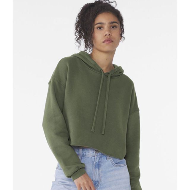 Model wearing Bella+Canvas Bella Ladies Cropped Hoodie