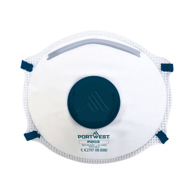 Portwest ffp2 valved dolomite respirator pk10