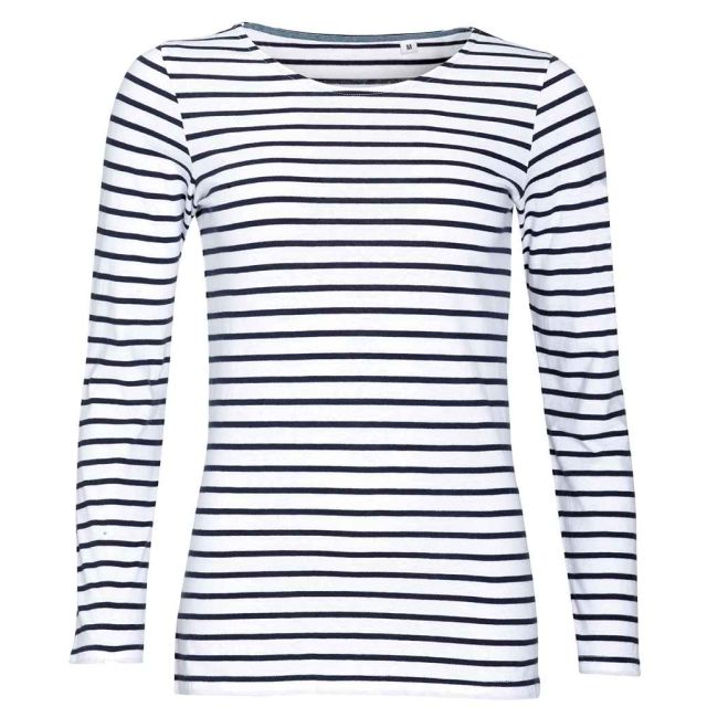 SOL'S Sols Ladies Marine Long Sleeve Striped T Shirt