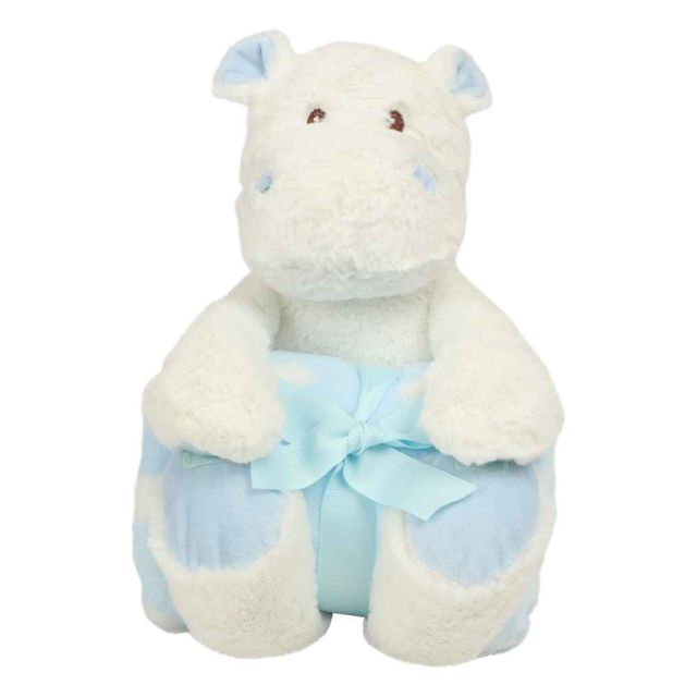 Mumbles Hippo With Printed Fleece Blanket