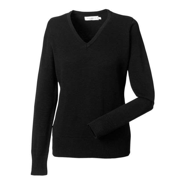 Russell Collection Ladies V-neck Knitted Pullover