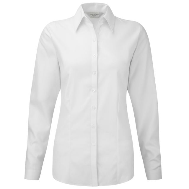 Russell Collection Ladies Long Sleeve Tailored Herringbone Shirt