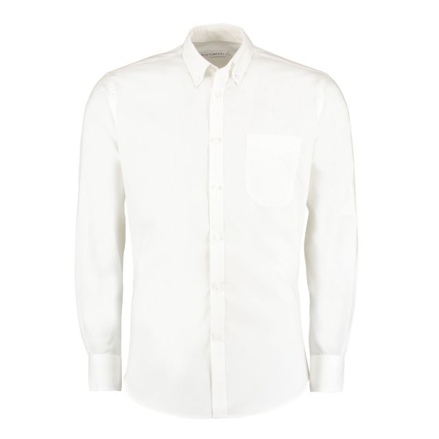 Kustom Kit Slim Fit Long Sleeve Premium Oxford Shirt