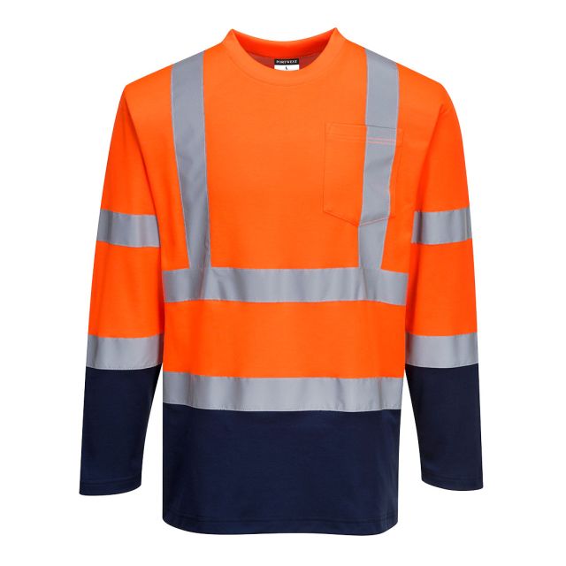 Portwest Hi Vis Cotton Comfort Contrast T Shirt LS