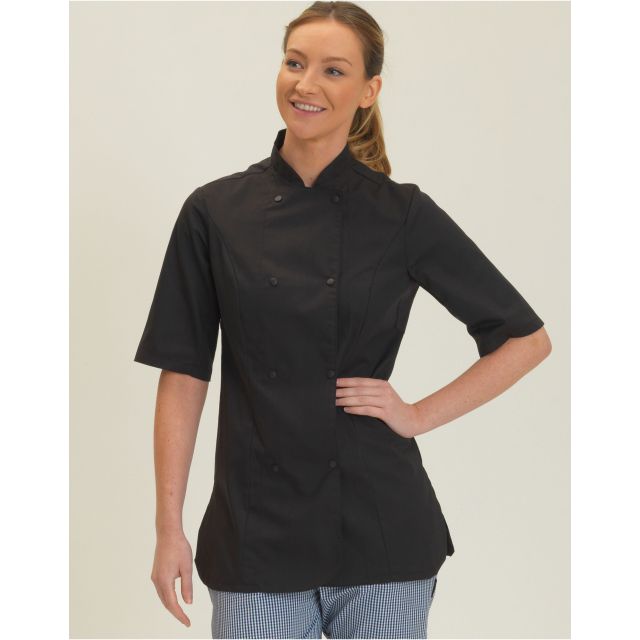 Dennys Ladies Short Sleeve Fitted Chefs Jacket