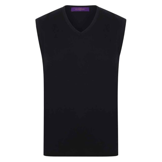 Henbury Lightweight Sleeveless Cotton Acrylic V Neck Sweater