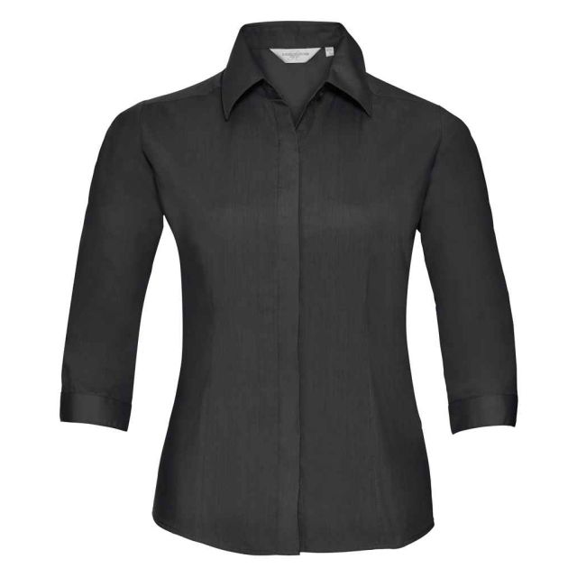 Russell Collection Ladies 34 Sleeve Fitted Poplin Shirt
