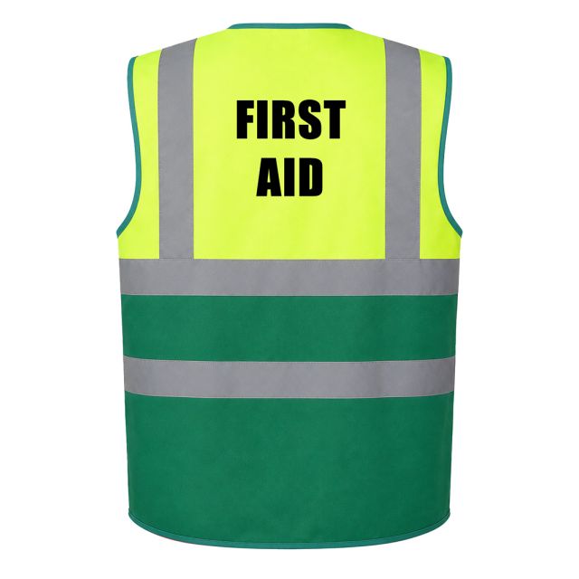 First Aider Pre-Printed Two Tone Hi Vis Waistcoat
