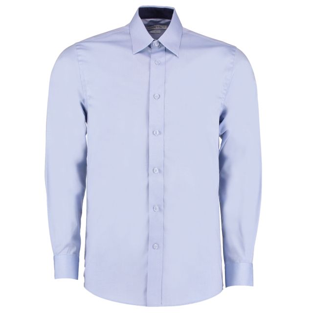Kustom Kit Tailored Fit Long Sleeve Premium Contrast Oxford Shirt