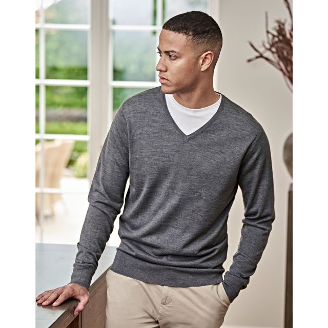 Tee Jays Mens V Neck Knitted Sweater