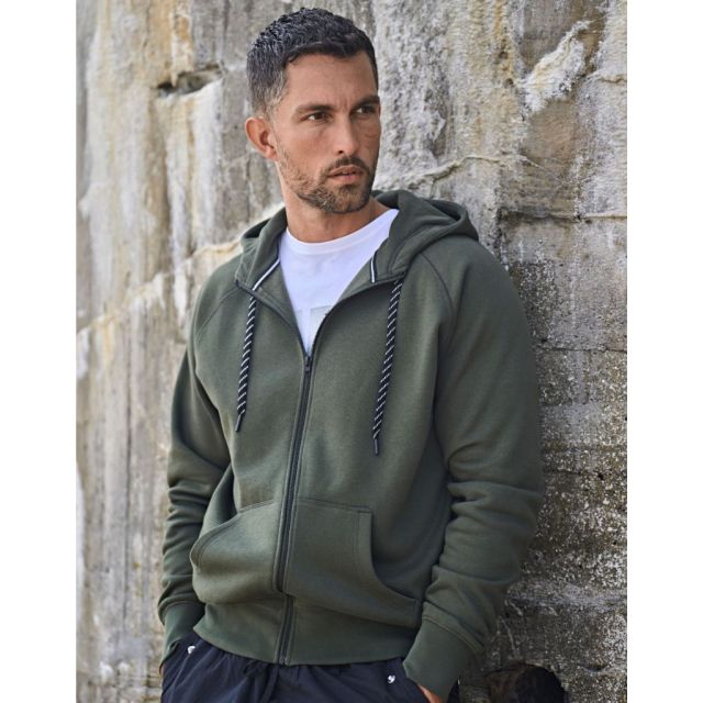 Model wearing Tee Jays Mens Fashion Full Zip Hood